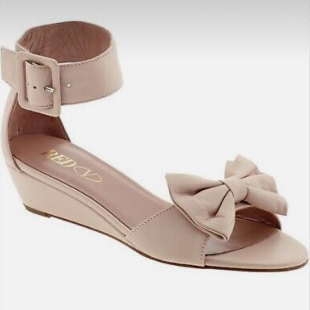 Red pink Sandals with Bow and Ankle Strap